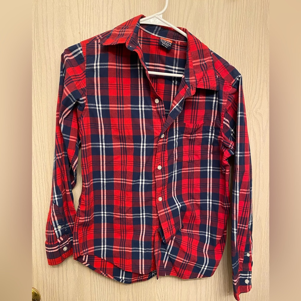 Boys Wranglers Plaid Long Sleeve Button Up - Red, Navy, White 14/16 XL